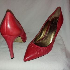 Vince Camuto Womens Heels Rachel Red Leather 9.5B